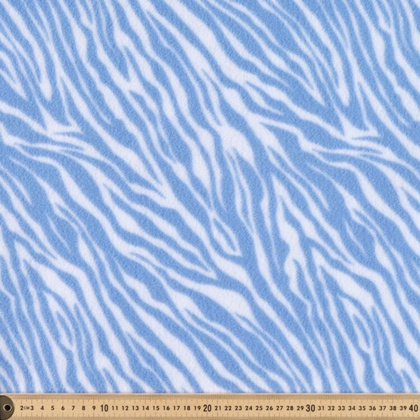 Zebra 148 cm Husky Polar Fleece Fabric Blue & White