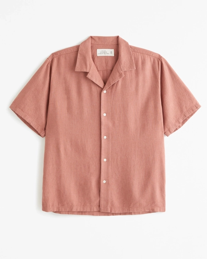 Men's Camp Collar Linen-Blend Shirt | Men's Tops | Abercrombie.com
