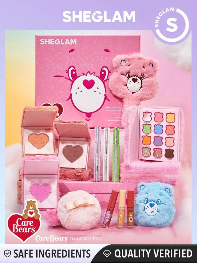 Care Bears X SHEGLAM Collection Set Vibrant Colored Eyeshadows Green White Purple Eyeliner Pink Blush Body Highlighter Liquid Lipstick Set Black Friday Sale Gift Makeup Set