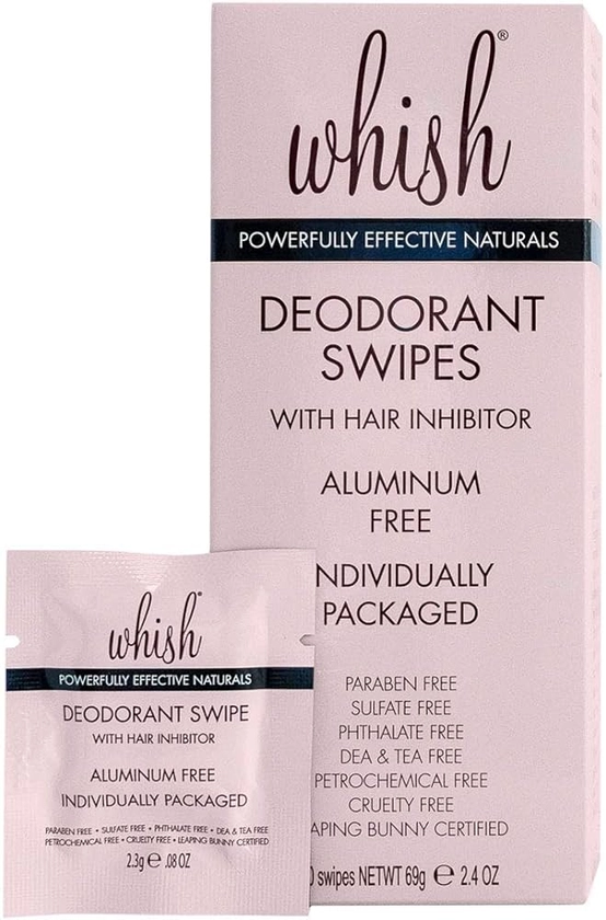Amazon.com : Whish Deodorant Swipes - With Natural Hair Inhibitor - Aluminum Free Deodorant Wipes - Refreshing On-The-Go Armpit Wipes - Individually Wrapped - Paraben & Sulfate Free - 30 Count : After Shaving Healing Products : Beauty & Personal Care
