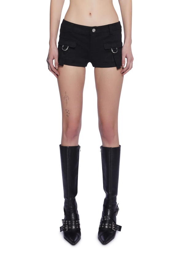 Generation Kiss Stretchy Twill Mini Cargo Shorts - Black