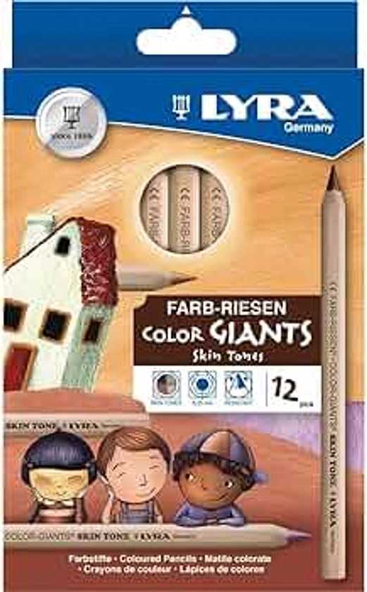 Lyra Color-Giants Skin Tone Colored Pencils - Set of 12 count colored pencils With A 6.25mm Core - Highly Pigmented Pencils for All Artists - Durable Color Pencils Set for Drawing Coloring and More