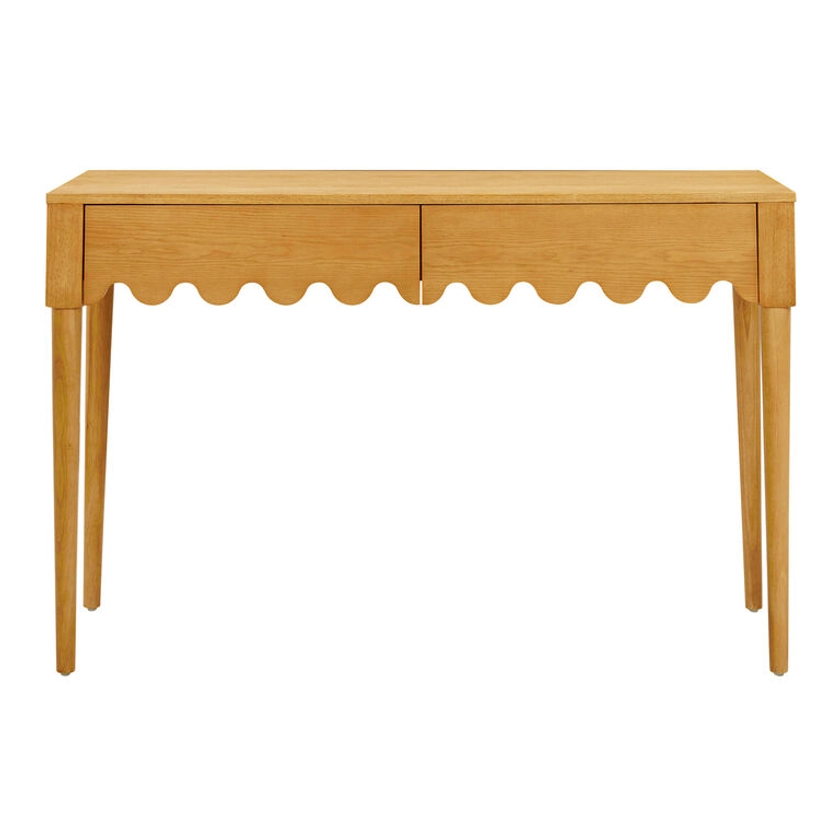 Juliana Natural Ash Wood Scalloped Desk with Drawers - World Market