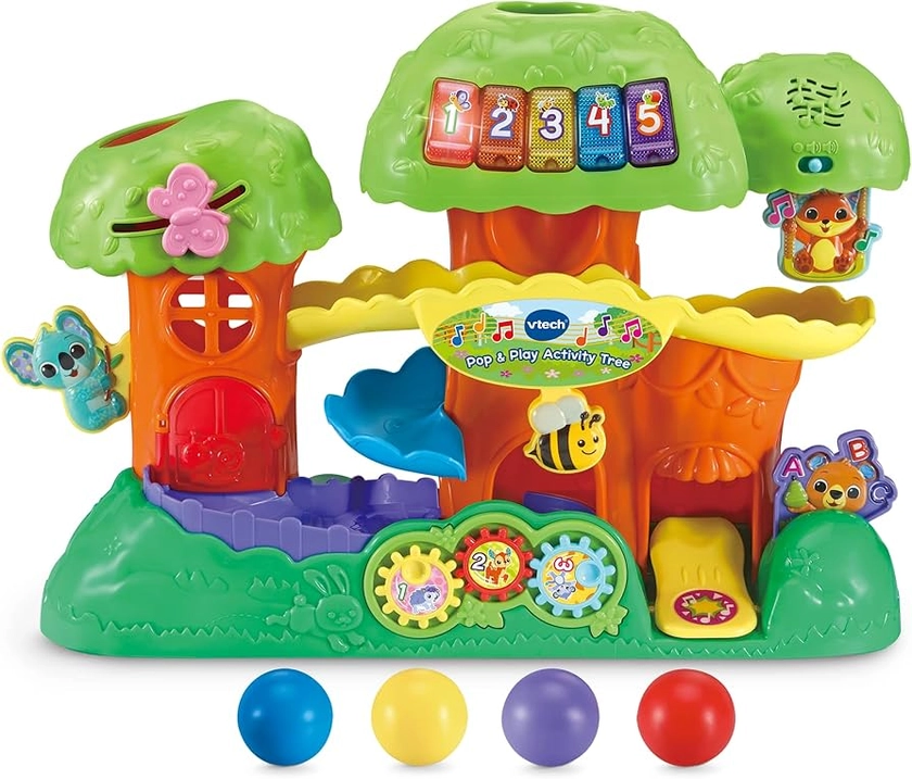 VTech Baby Pop & Play Activity Tree, Interactive Baby Toy with Coloured Balls, Lights & Music, Learn Numbers & Animals, Gift for Infants & Toddlers 1, 2, 3 years +, English version