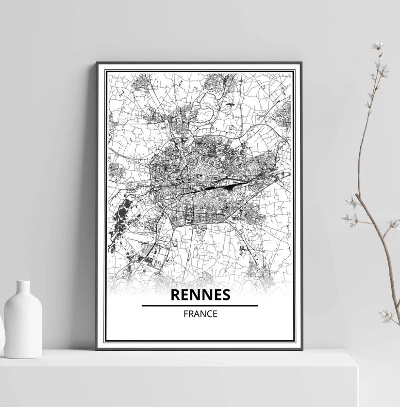 Affiche Carte  Rennes