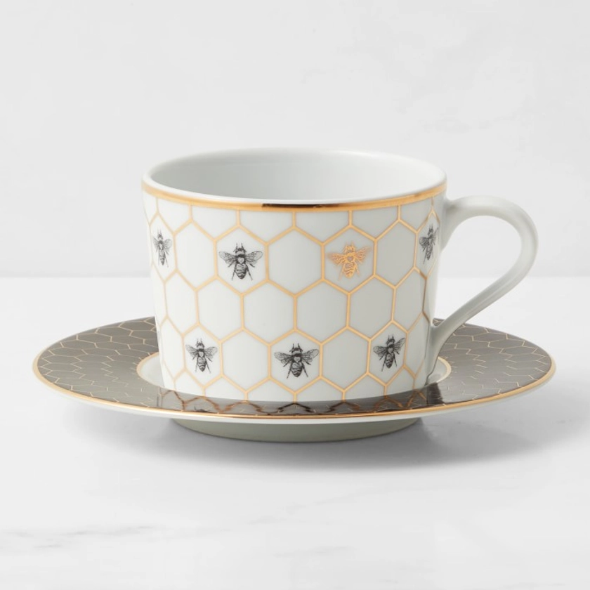 Honeycomb Tea Cup & Saucers, Set of 4