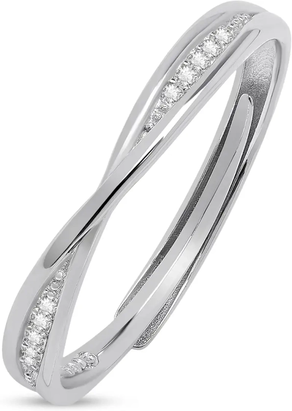 ZAVYA 925 Sterling Silver Designer Cubic Zirconia CZ Rhodium Plated Adjustable Ring | Gift for Women & Girls | With Certificate of Authenticity & 925 Hallmark : Amazon.in: Jewellery