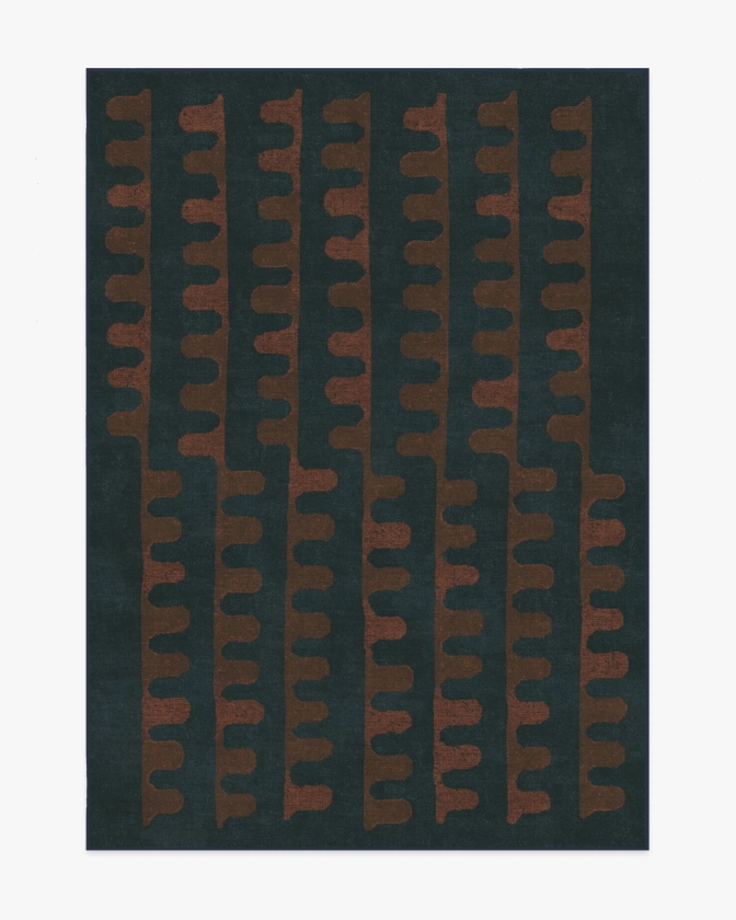 Veza Midnight & Coral Tufted Rug | Ruggable