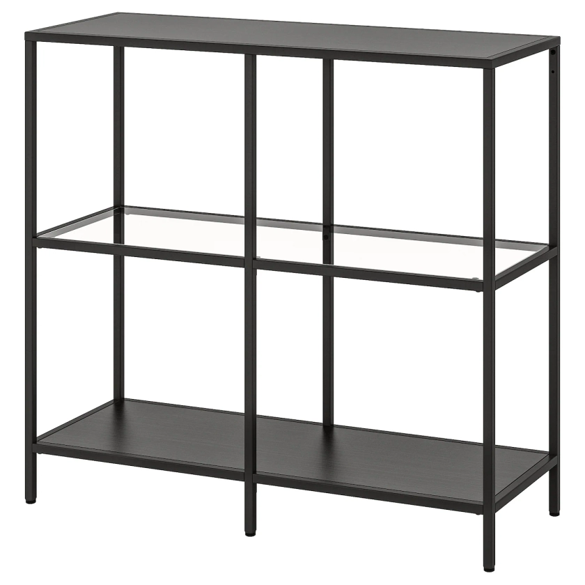 VITTSJÖ shelf unit, black-brown/glass, 393/8x365/8" - IKEA