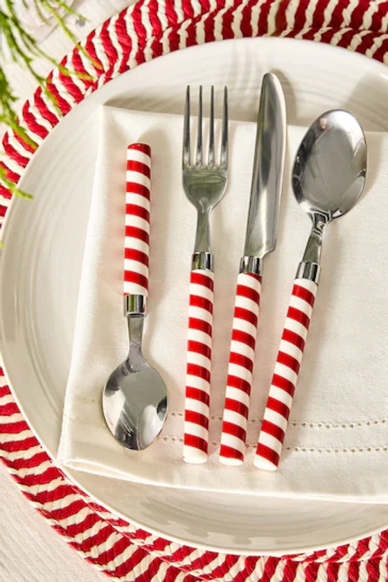 Red Candy Cane Cutlery 16 Piece Set