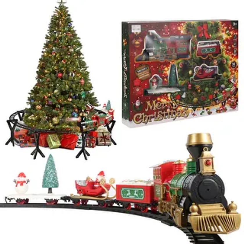 Christmas Train Set 36 pcs for Under The Tree with Lights and Sounds Santa Clause Train Set | Overstock.com Shopping - The Best Deals on Christmas Nutcrackers & Figurines | 40375424