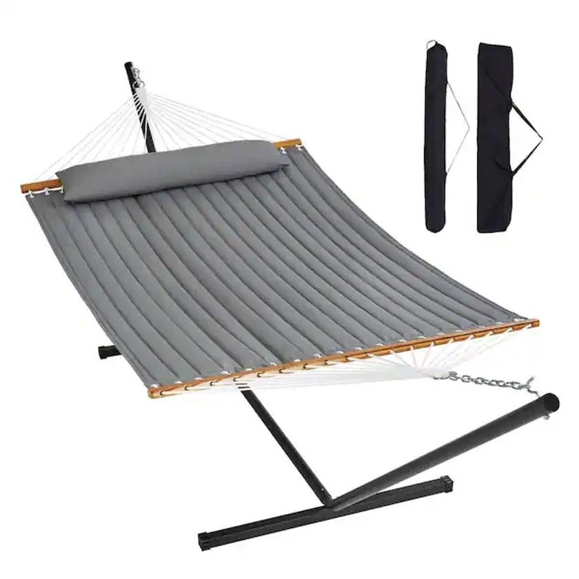 2-Person Hammock with Stand Included Heavy Duty 480lb Capacity Double Hammock with 12 FT Steel Stand