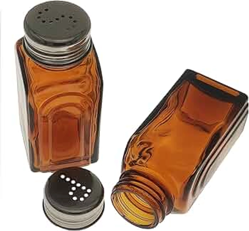 Ritadeshop Retro Glass Salt and Pepper Shakers Set (2, Amber)