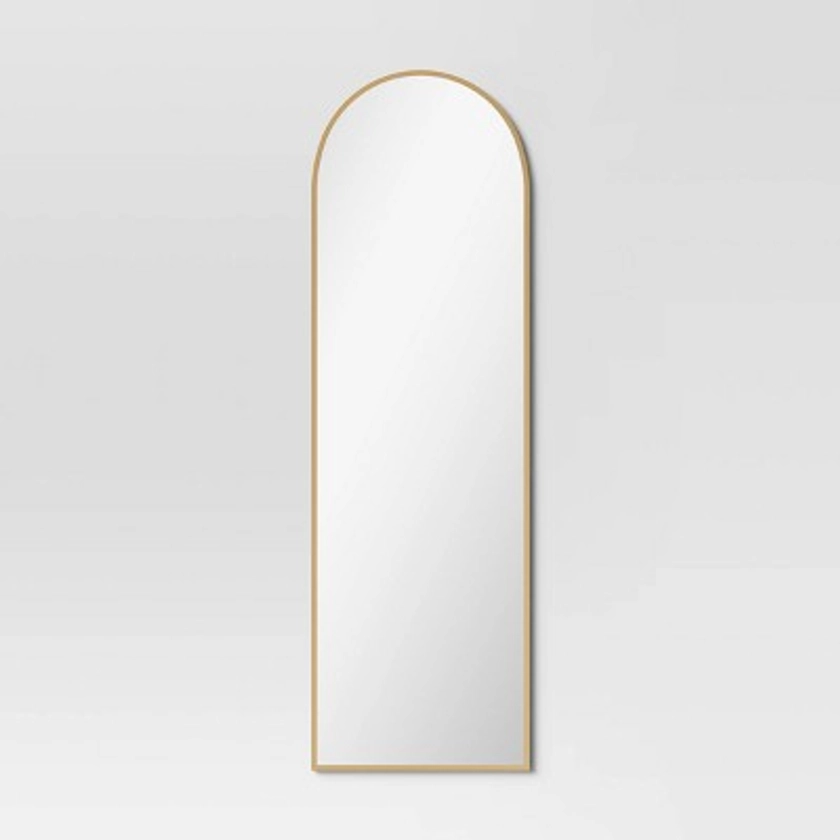 20" x 65" Arched Metal Leaner Mirror Brass - Threshold™: Full-Length, Modern Design, No Assembly Required