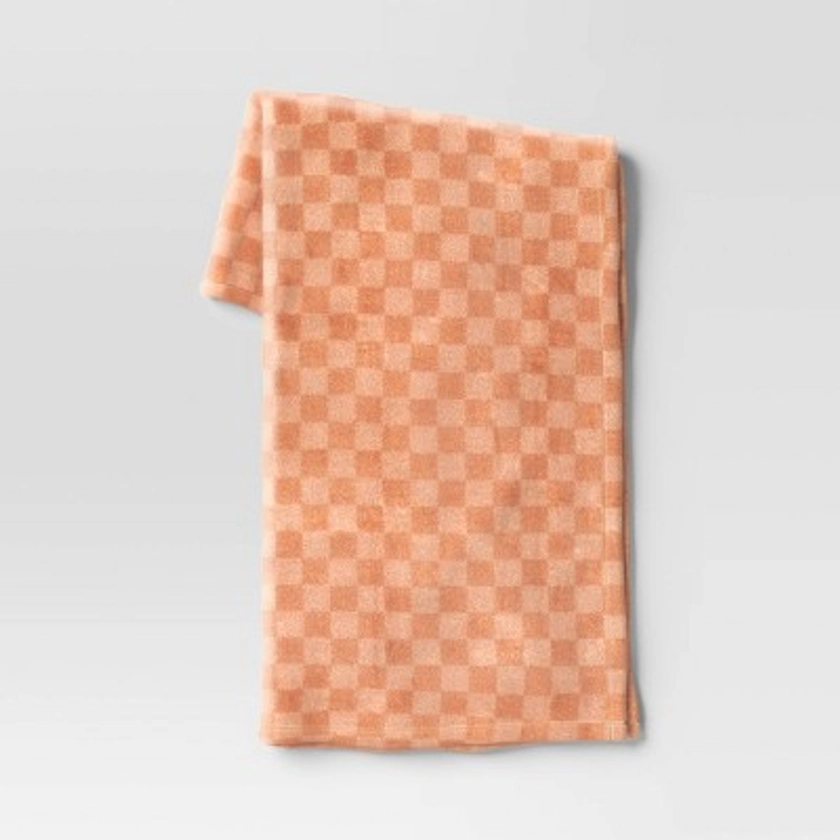 Checkerboard Printed Plush Throw Blanket Terracotta - Room Essentials™