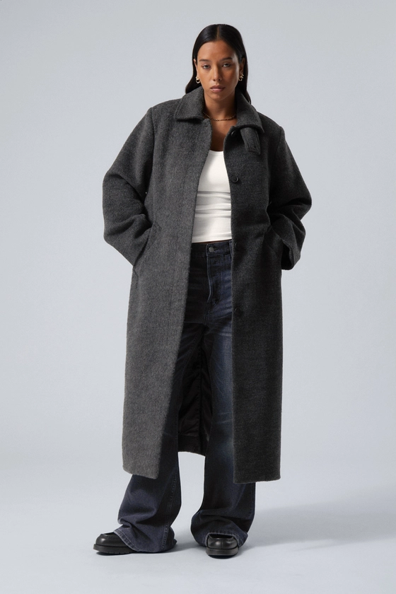 Long Oversized Wool-Blend Coat