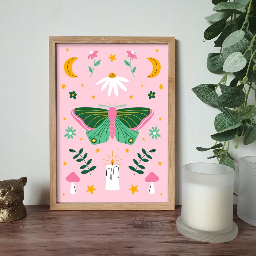 Moth Print A3 A4 A5 A6 Aesthetic Design Wall Art Eclectic Gallery Wall Art Witchy Nature Symmetrical Eclectic Magical - Etsy UK