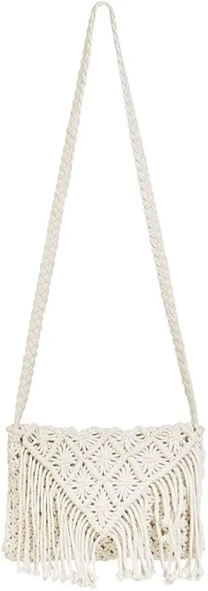 Buy AIZA DECOR |AD-06| Women's Macrame Hand Knitted/Clutch Handbag/Tote Bag (Natural White) at Amazon.in