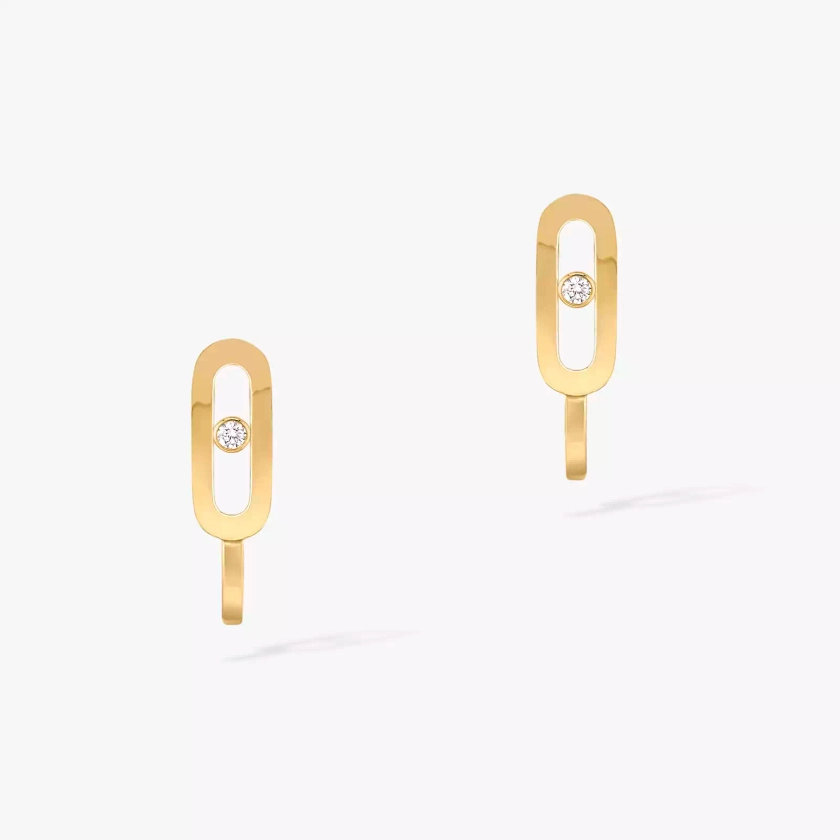 Yellow Gold Diamond Mini Hoop Earrings Move Classique | Messika 10050-WG