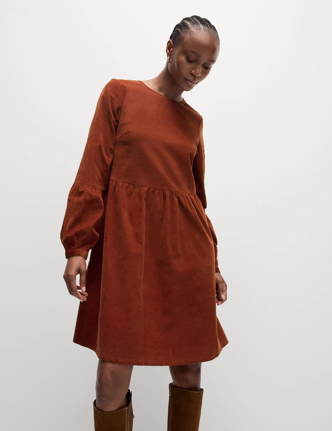 Cord Round Neck Mini Waisted Dress | M&S Collection | M&S