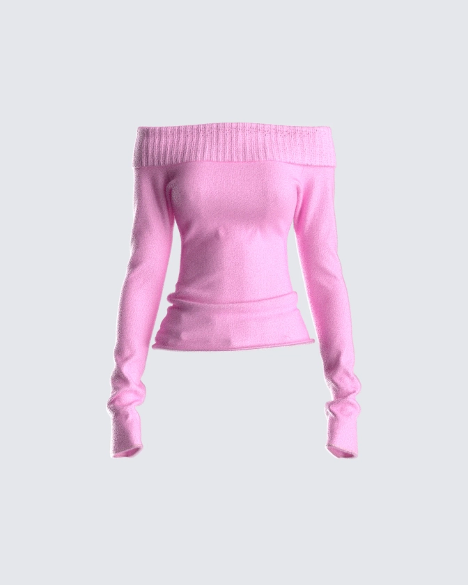 Lorraine Pink Sweater Knit Top