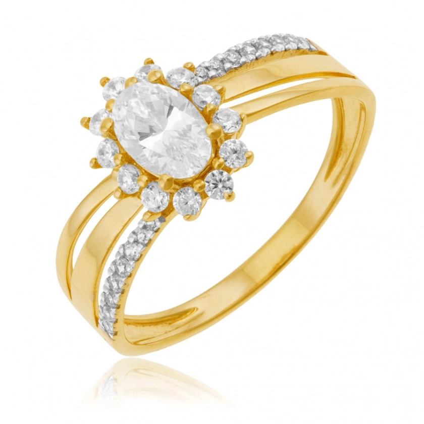 Bague en or jaune et oxydes de zirconium : Taille de doigt - 54 - 1.91 g - Le Manège à Bijoux®