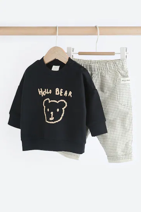 Buy Black/White Bear Baby Sweatshirt and Joggers Set from the Next UK online shop