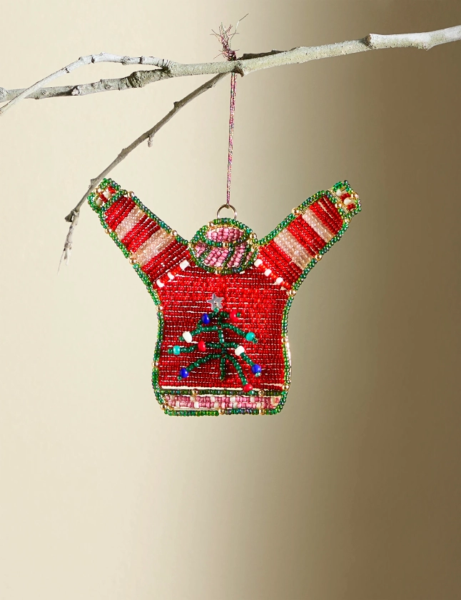 Beaded Christmas Jumper Hanging Decoration | M&S Collection | M&S