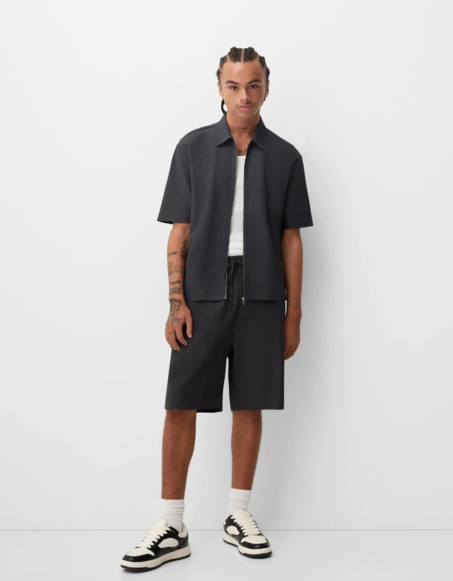 Pleated Bermuda sweat shorts - Shorts - Men