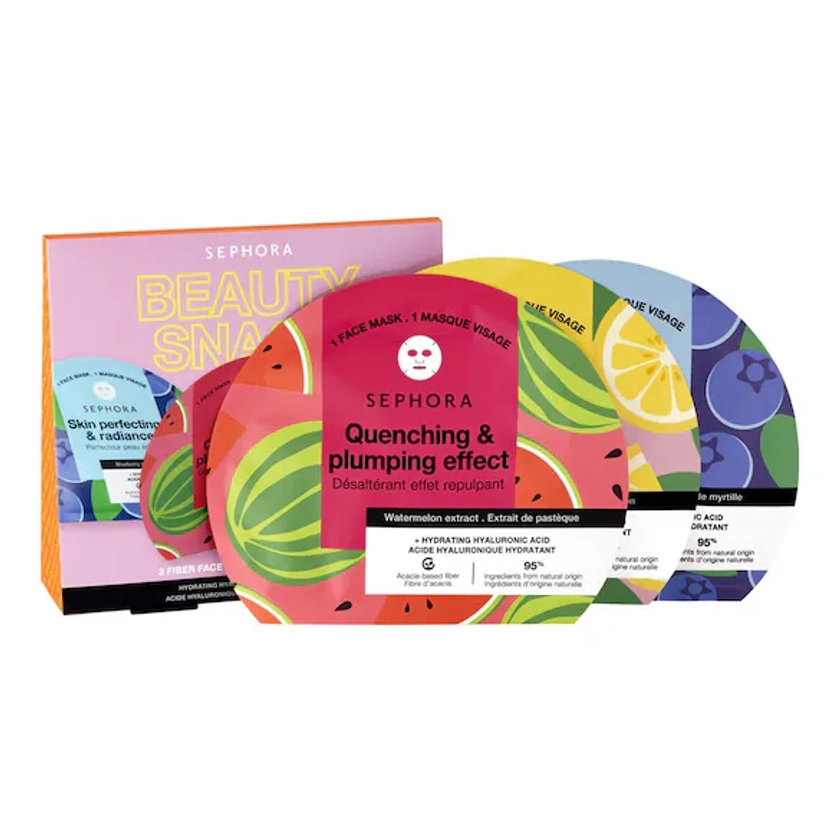 SEPHORA COLLECTION | Beauty Snack - 3 Masques Visage - Acide Hyaluronique Hydratant+Extraits de fruit