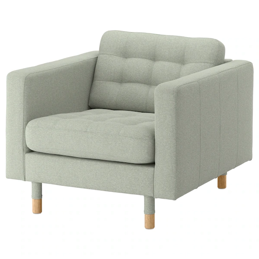 LANDSKRONA fauteuil, Gunnared gris foncé/bois - IKEA