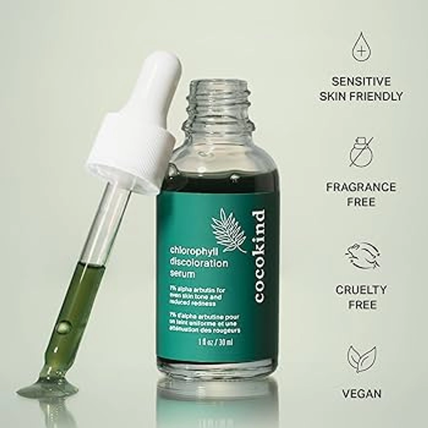Cocokind Chlorophyll Discoloration Serum, Sensitive Skin Friendly Spot Fading Serum to Target Spots, Uneven Tone, and Redness, 1 fl oz