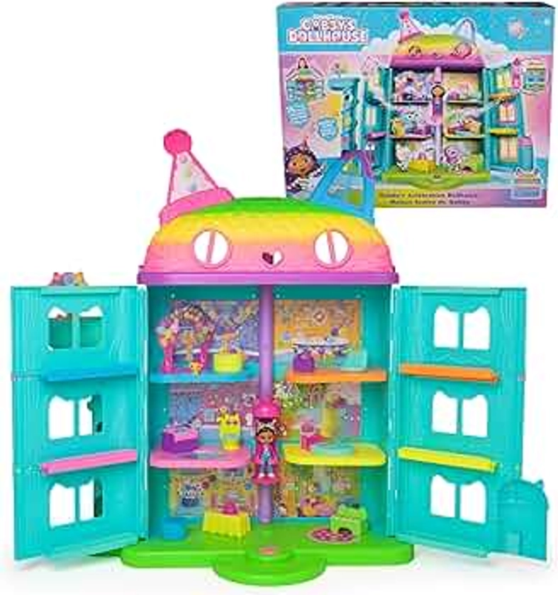 Gabby's Dollhouse, 15 Pc Celebration Dollhouse, 25-Inches Tall, with Toy Figures, Doll House Furniture & 10 Sounds, Kids Toys for Girls & Boys Ages 3+