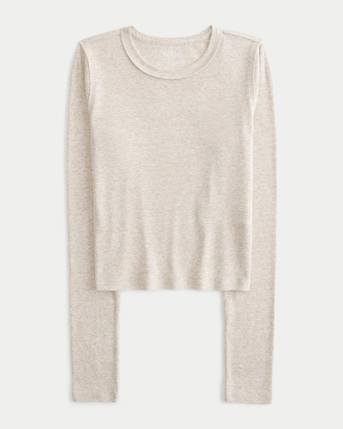 Women's Ribbed Long-Sleeve Crew Top | Women's New Arrivals | HollisterCo.com