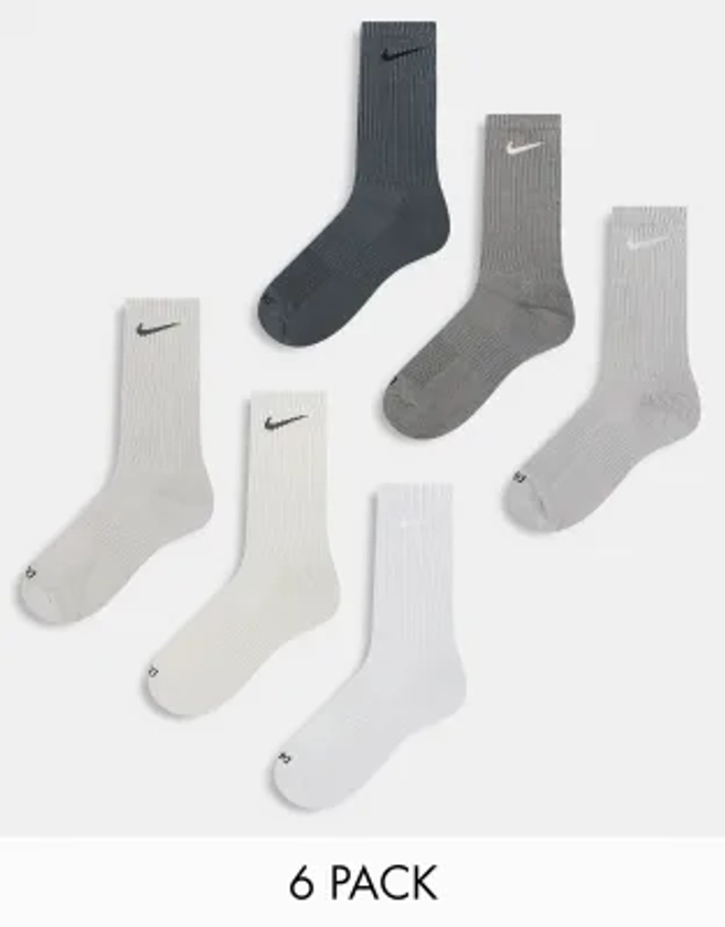 Nike Training Everyday Cushioned Plus 6 pack trainer socks in grey | ASOS