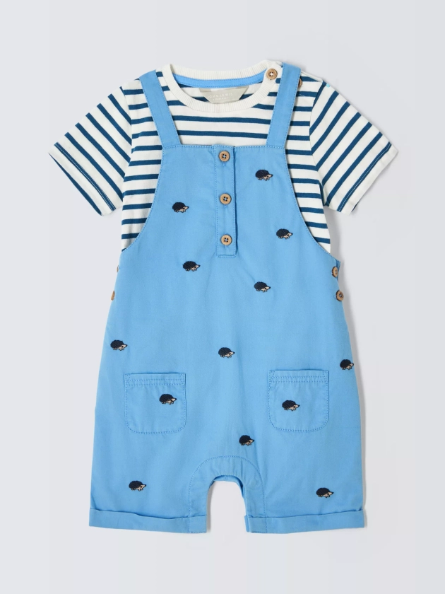 John Lewis Baby Hedgehog Embroidered Short Dungarees and T-Shirt Set, Multi