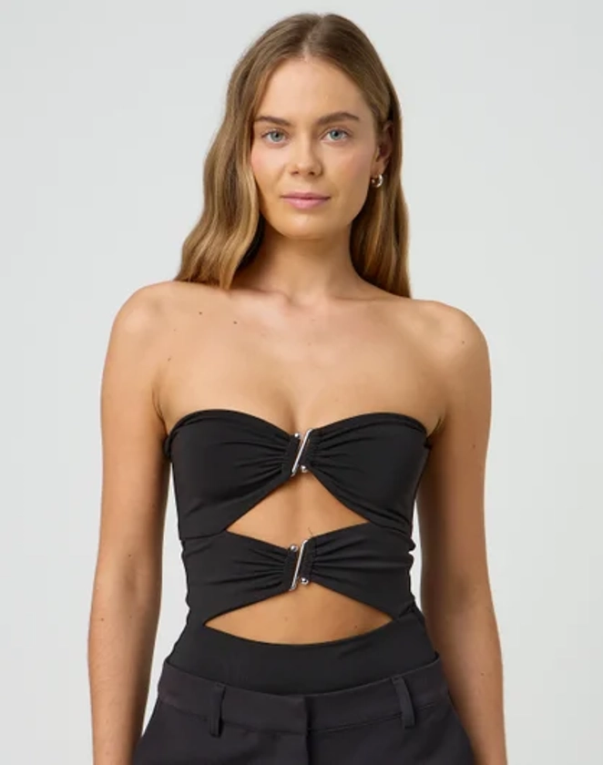 Strapless Cut Out Bodysuit in Black | Glassons AU