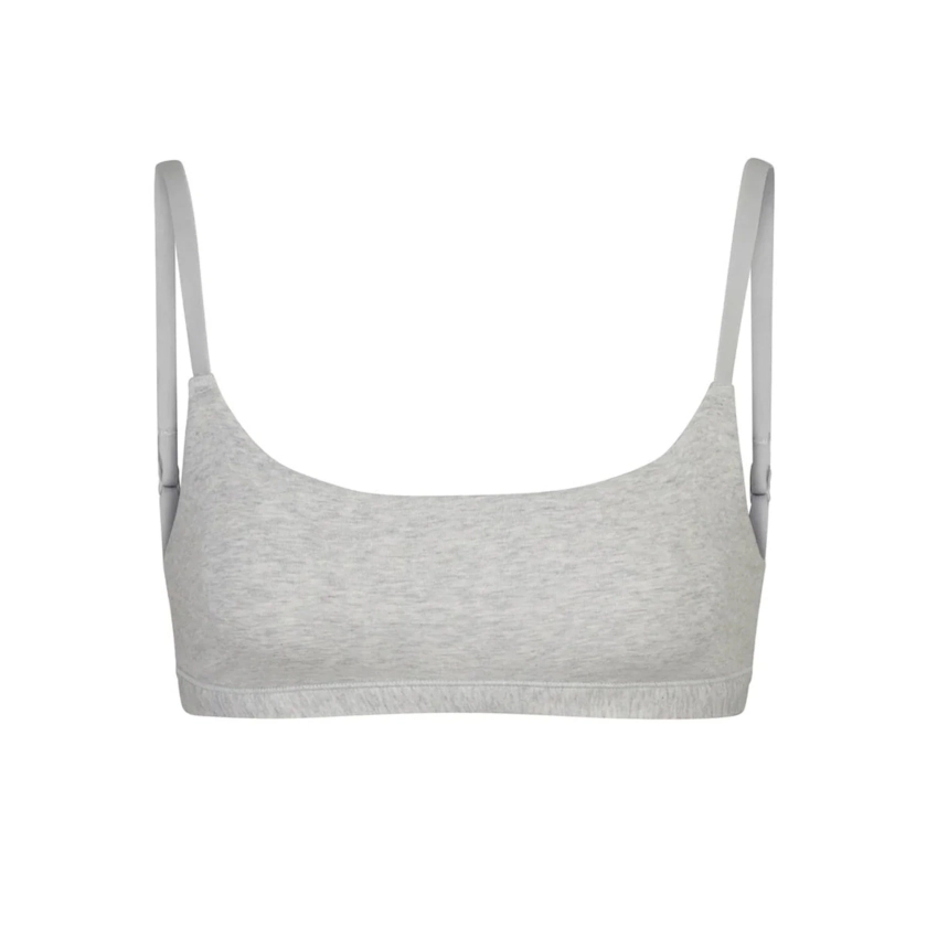 COTTON JERSEY SCOOP BRALETTE | LIGHT HEATHER GREY