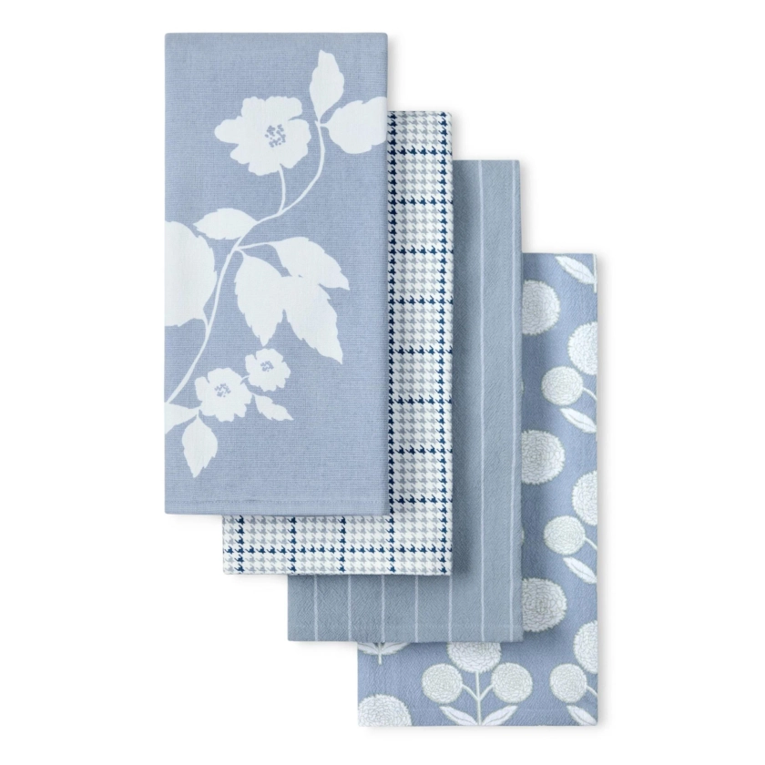 Beautiful 4-Piece Kitchen Towel Set, Blue