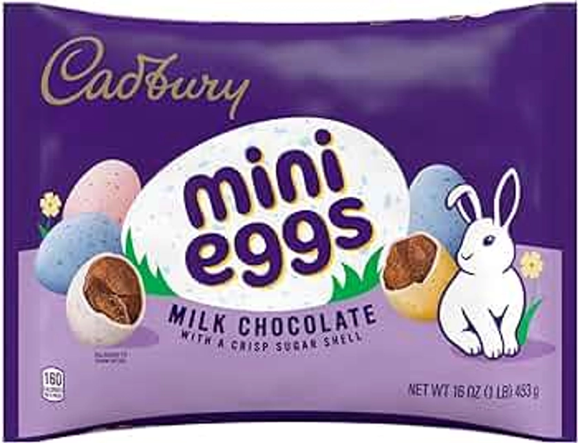 CADBURY MINI EGGS Milk Chocolate, Easter Basket Easter Candy Bag, 16 oz