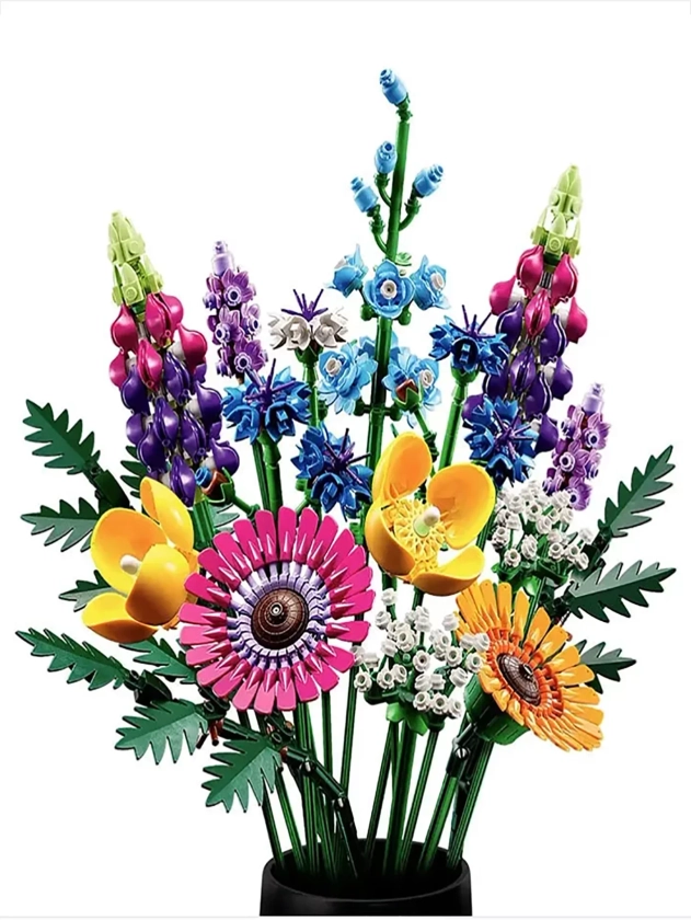 Flower Bouquet (756 pcs) Building Decoration Set - Artificial Flowers with Roses, Decorative Home Accessories, Gift for Him and Her, Botanical Collection and Table Art - Walmart.com