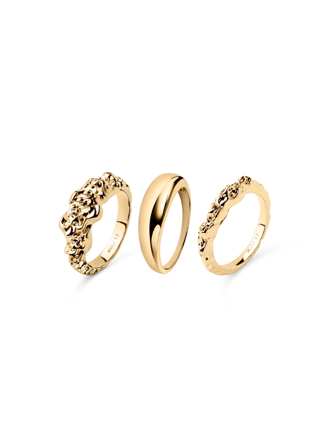 Sleek & Structured Ring Set Gold