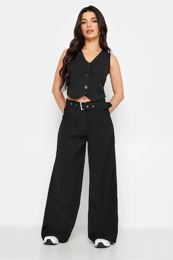 Buy PixieGirl Petite Black Wide Leg Belted Trousers from the Next UK online shop