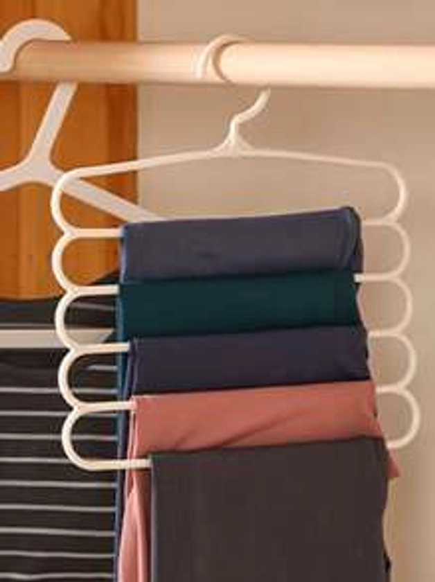 1pc 5-layer Plastic Multifunctional Pants Hanger For Storing Ties Scarves And Pants