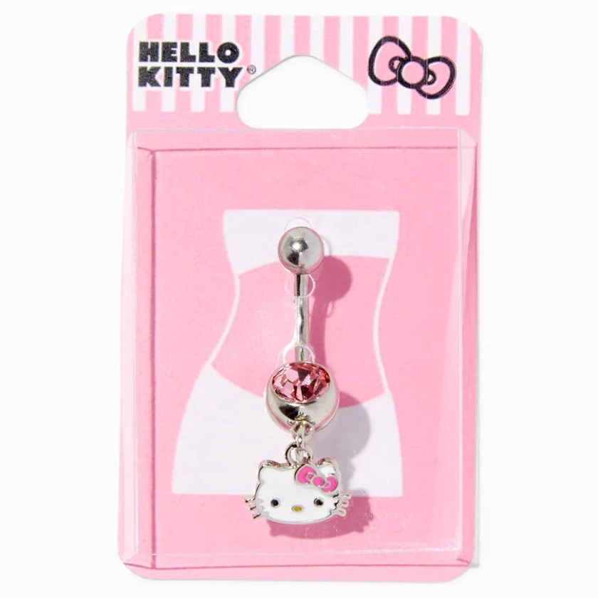 Piercing de nombril breloque strass rose 1,6 mm couleur argentée Hello Kitty®