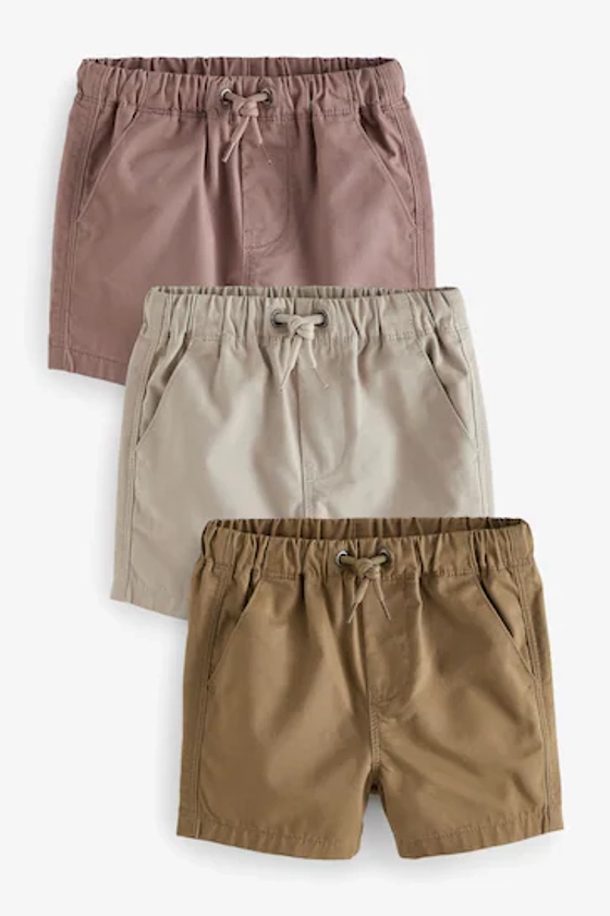Buy Tan/Stone/Pink Pull On Shorts 3 Pack (3mths-7yrs) from the Next UK online shop