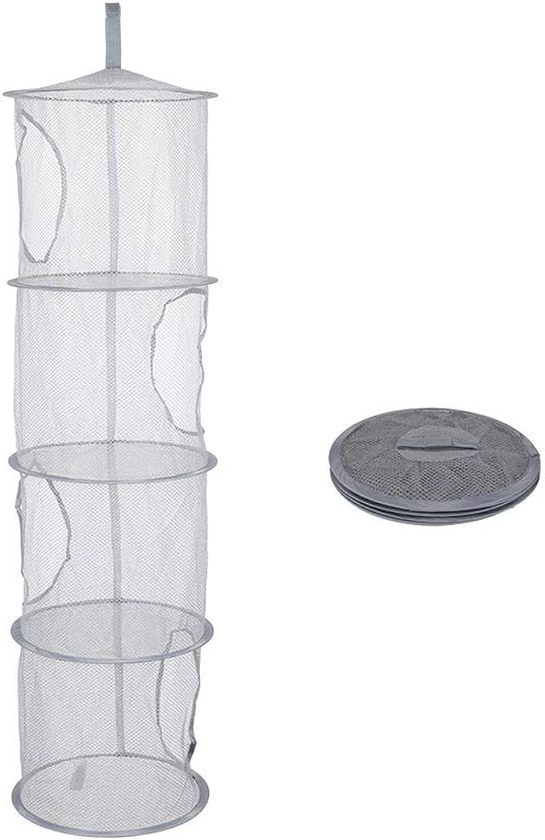 LQKYWNA Hanging Storage Net, Hanging Toy Storage, 4 Tier Mesh Hanging Storage Basket Foldable Space Saving Organizer for Soft Toys Clothes Sundries (Grey) : Amazon.co.uk: Home & Kitchen