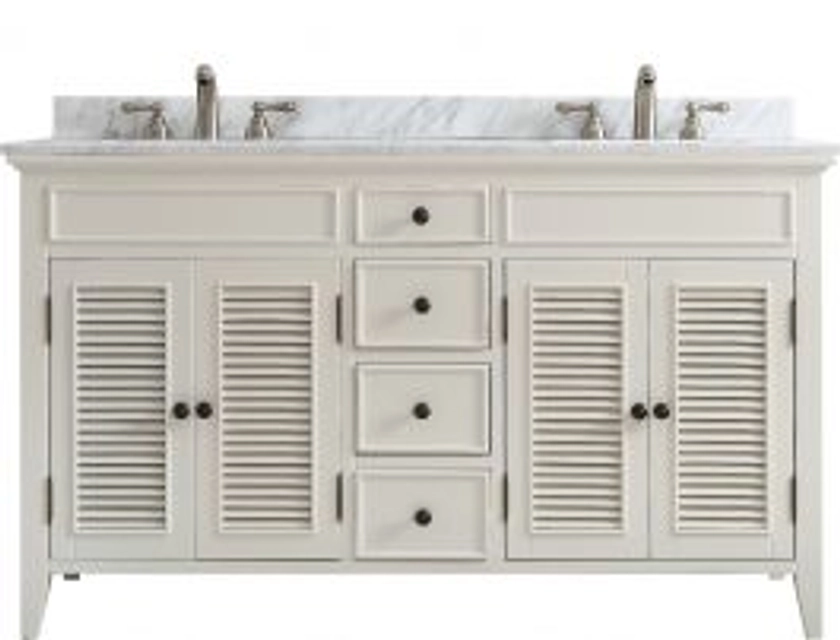 Classic 60” Antique Beige Vanity Unit With Marble Top 