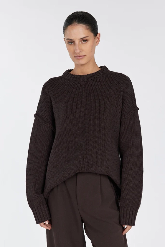 ROY CHOC LONGLINE KNIT JUMPER