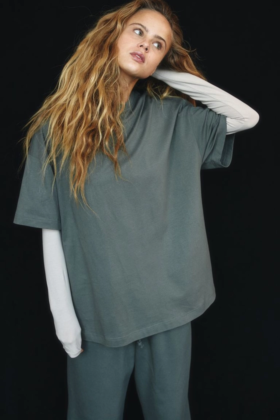 T-shirt oversize - Vert ancien - FEMME | H&M FR